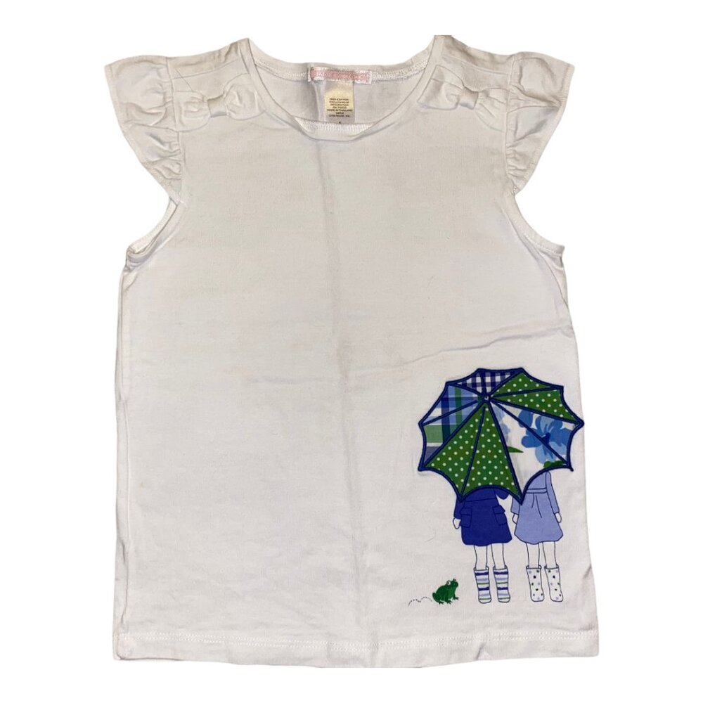Janie and Jack Sleeveless Top With Adorable Umbrella & Frog Design Size 6